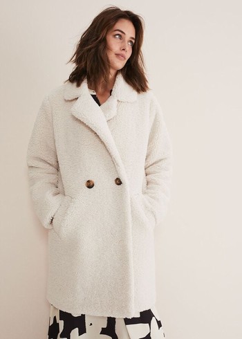 Phase Eight Libbie Longline Teddy Coats White USA | 7893260-GA